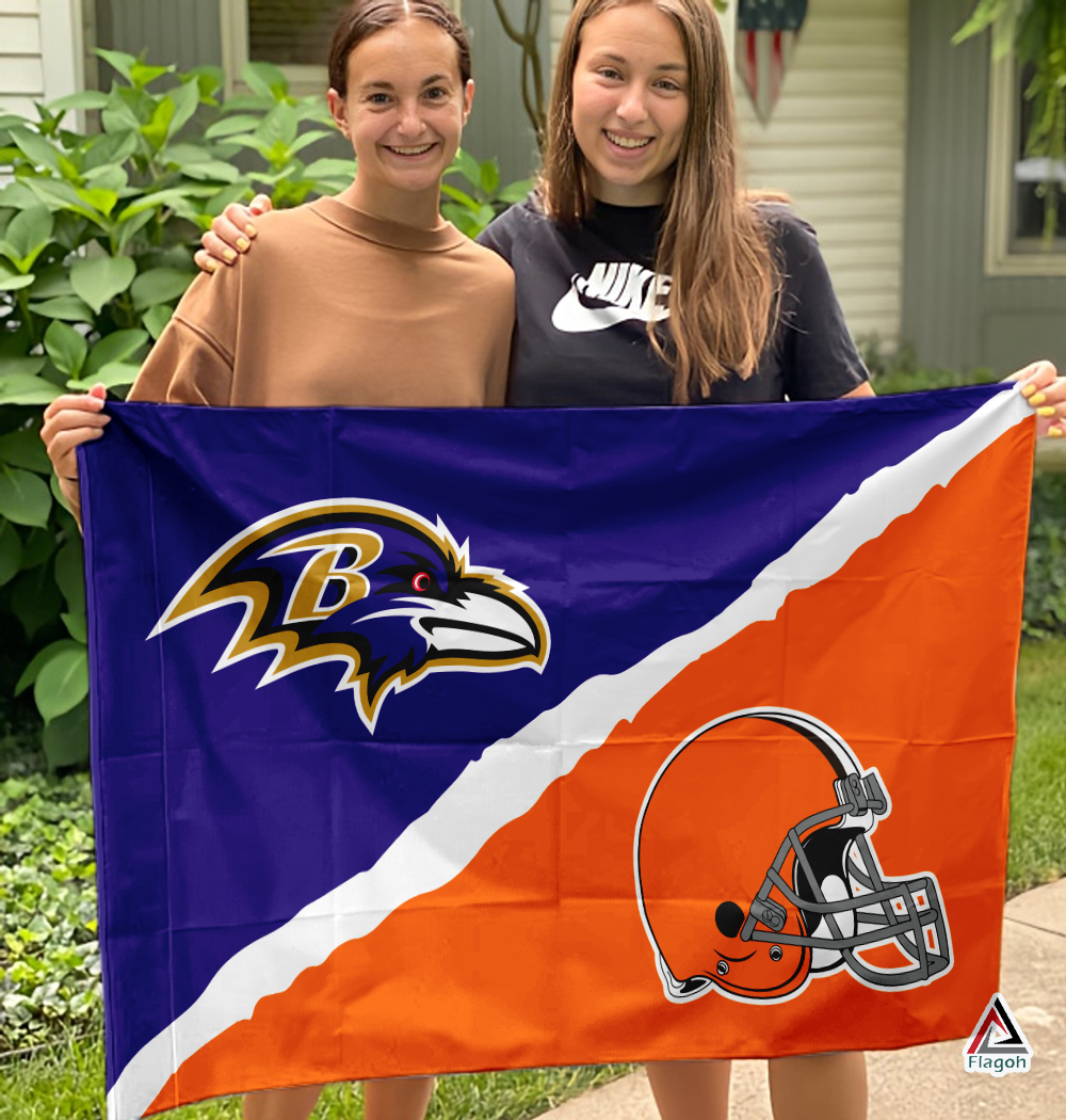Ravens vs Browns House Divided Flag, NFL House Divided Flag - Image 3