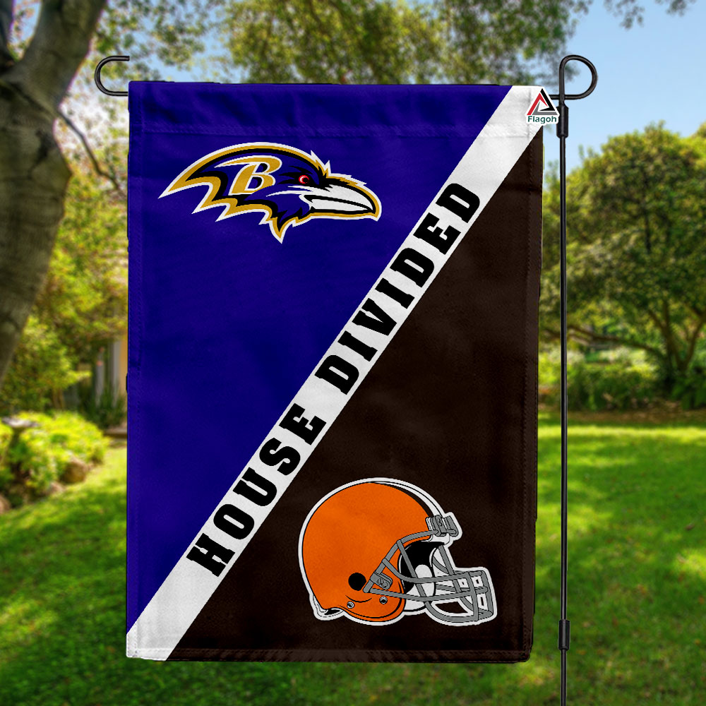 Ravens vs Browns House Divided Flag, NFL House Divided Flag