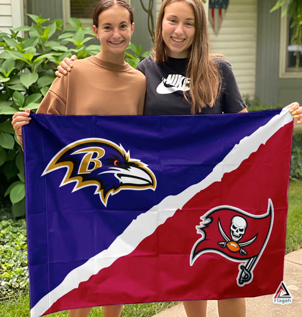 Ravens vs Buccaneers House Divided Flag, NFL House Divided Flag - Image 3