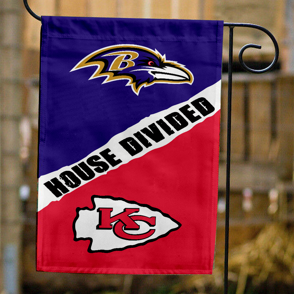 Ravens vs Chiefs House Divided Flag, NFL House Divided Flag