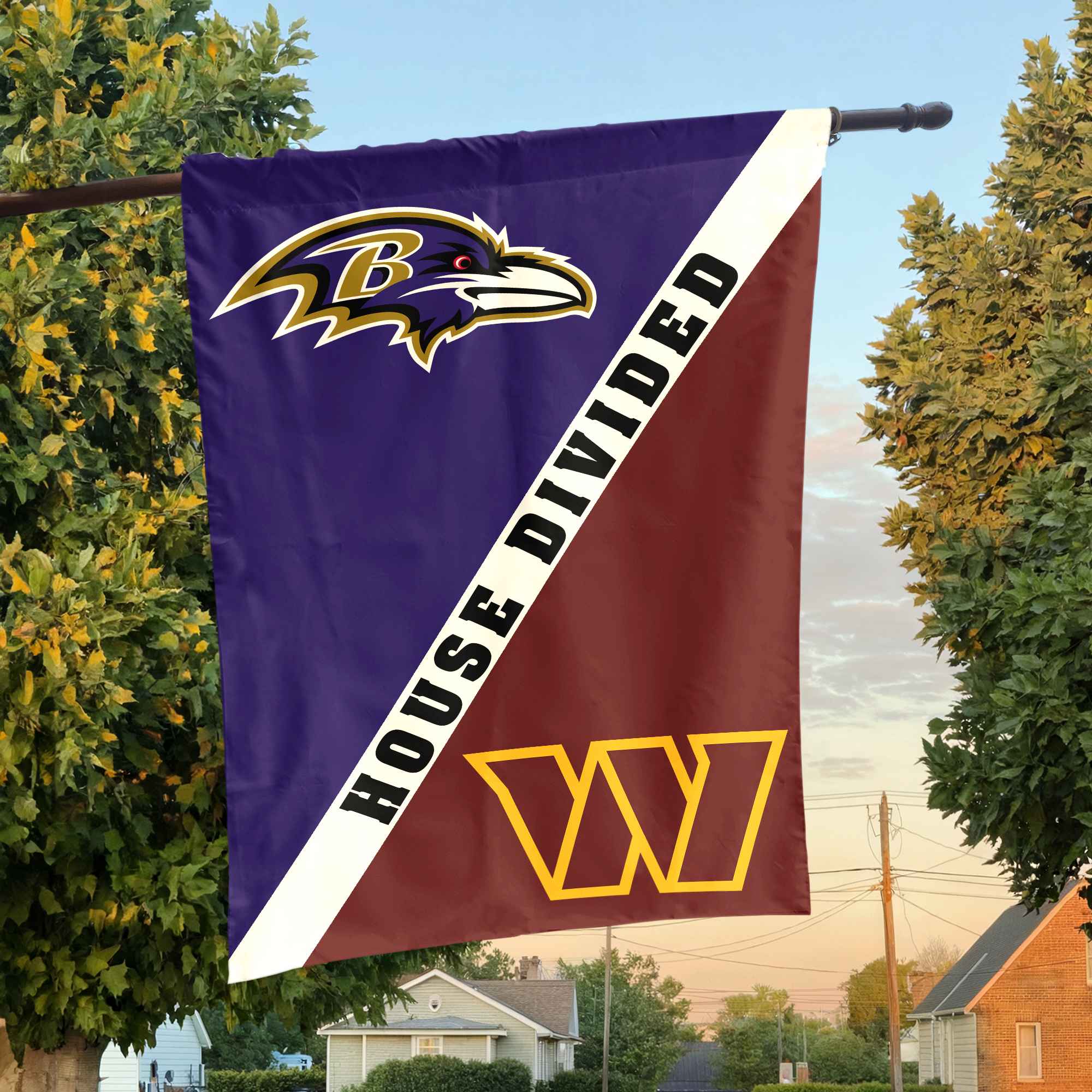 Ravens vs Commanders House Divided Flag, NFL House Divided Flag