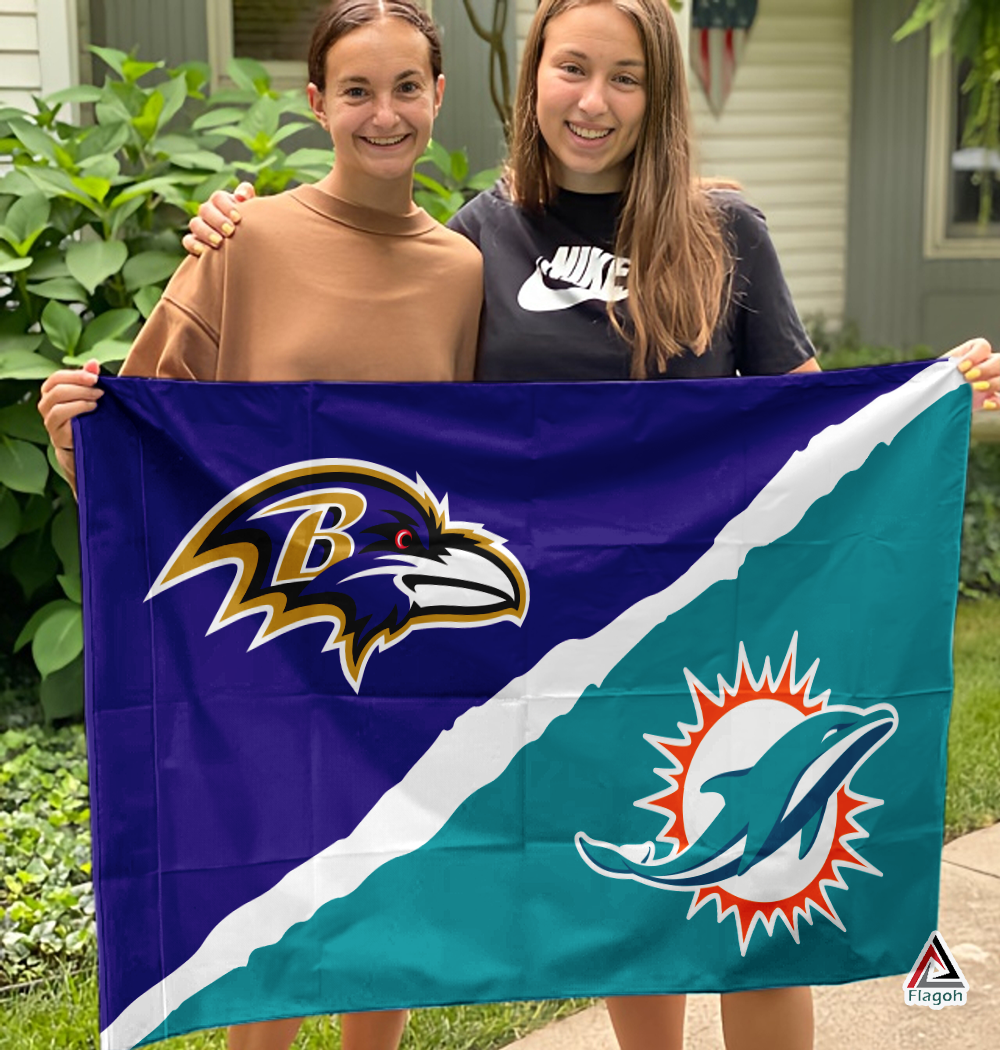 Ravens vs Dolphins House Divided Flag, NFL House Divided Flag - Image 3
