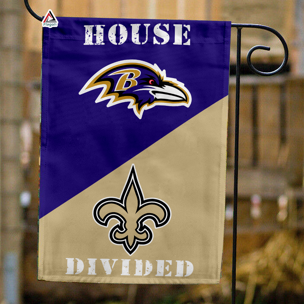 Ravens vs Saints House Divided Flag, NFL House Divided Flag