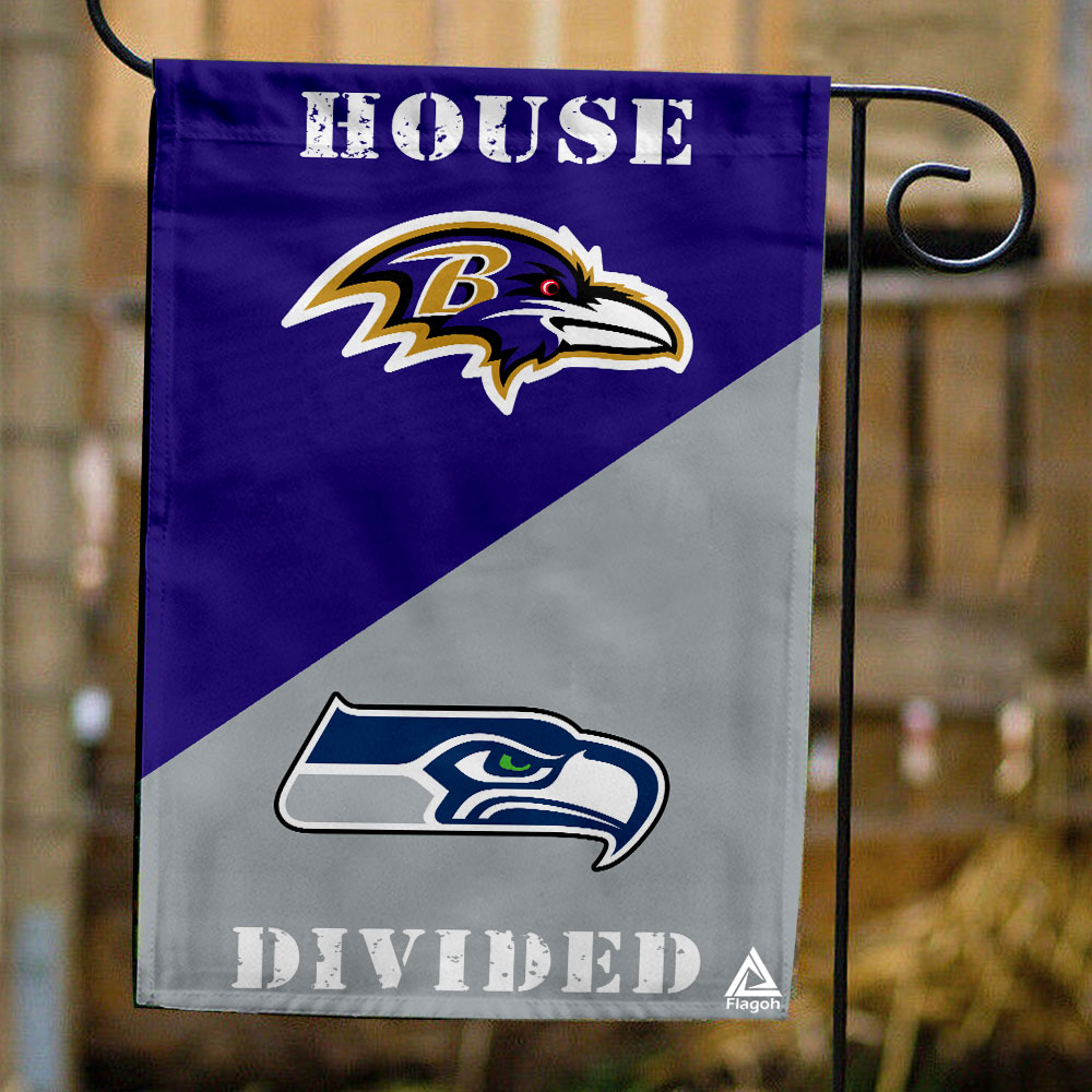 Ravens vs Seahawks House Divided Flag, NFL House Divided Flag