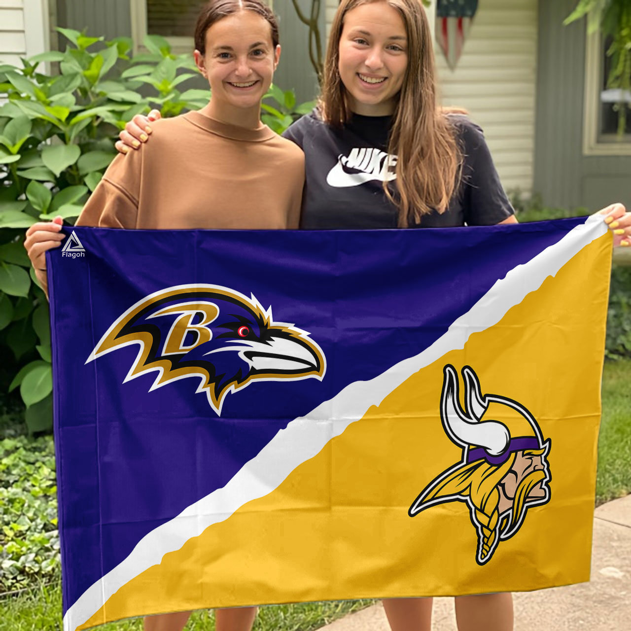 Ravens vs Vikings House Divided Flag, NFL House Divided Flag - Image 3