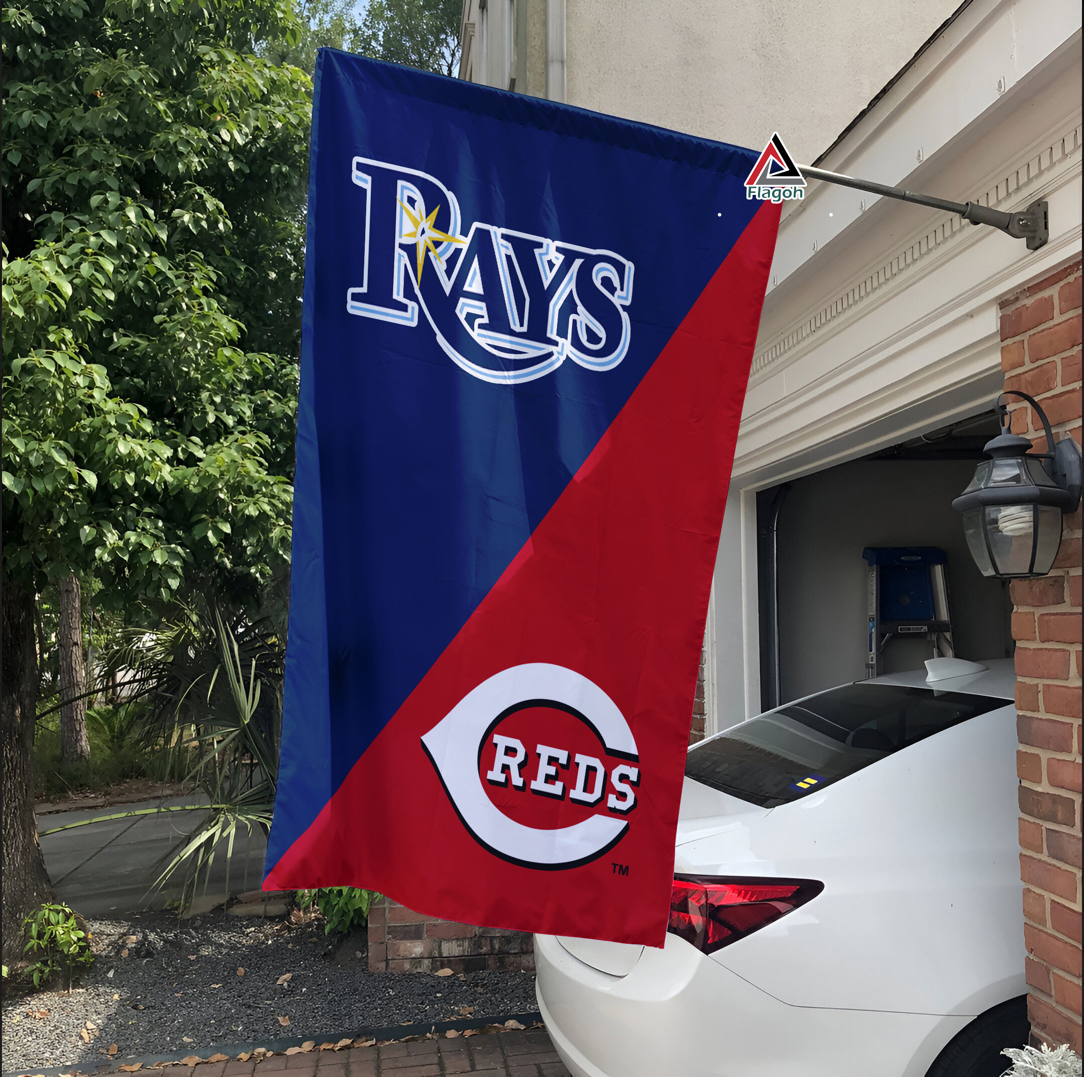 Rays vs Reds House Divided Flag, MLB House Divided Flag - Image 3