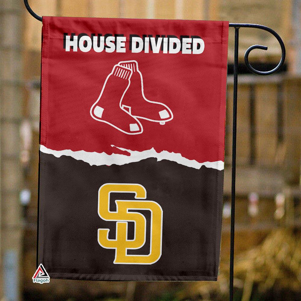 Red Sox vs Padres House Divided Flag, MLB House Divided Flag
