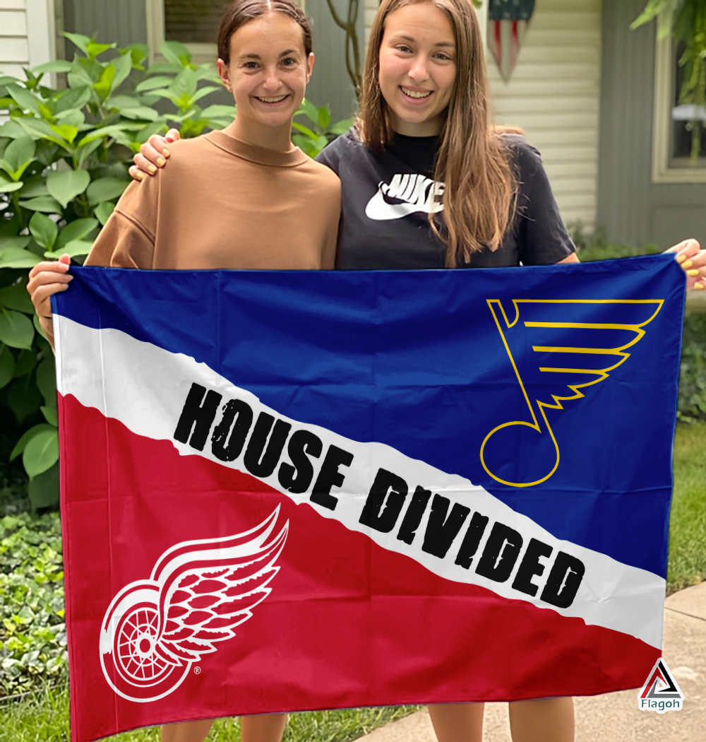 Red Wings vs Blues House Divided Flag, NHL House Divided Flag - Image 3