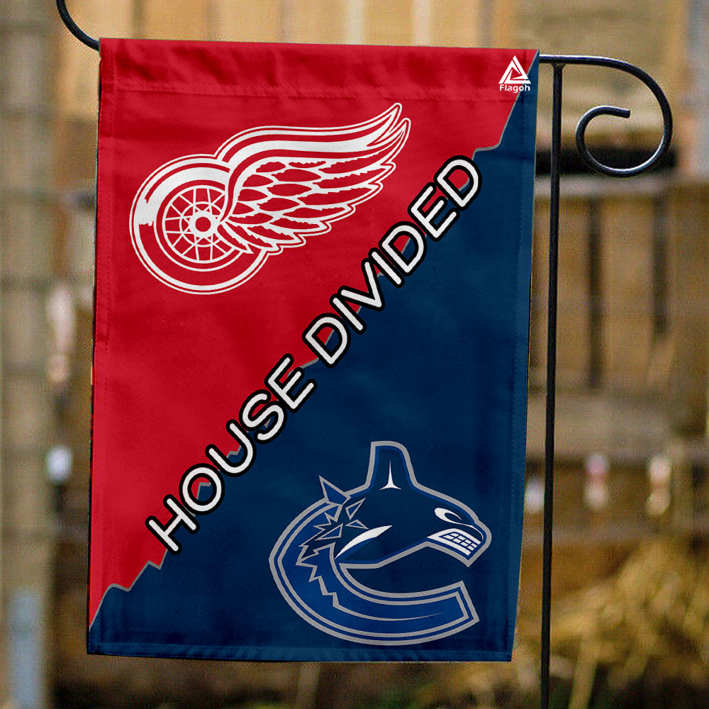 Red Wings vs Canucks House Divided Flag, NHL House Divided Flag