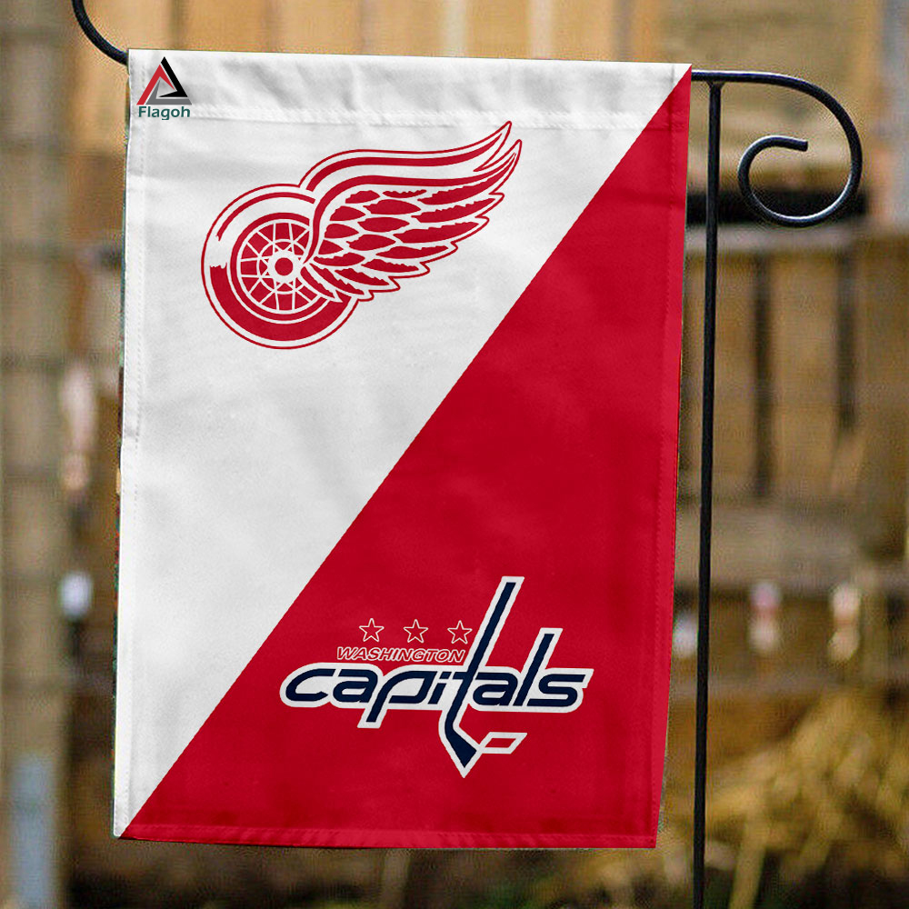 Red Wings vs Capitals House Divided Flag, NHL House Divided Flag