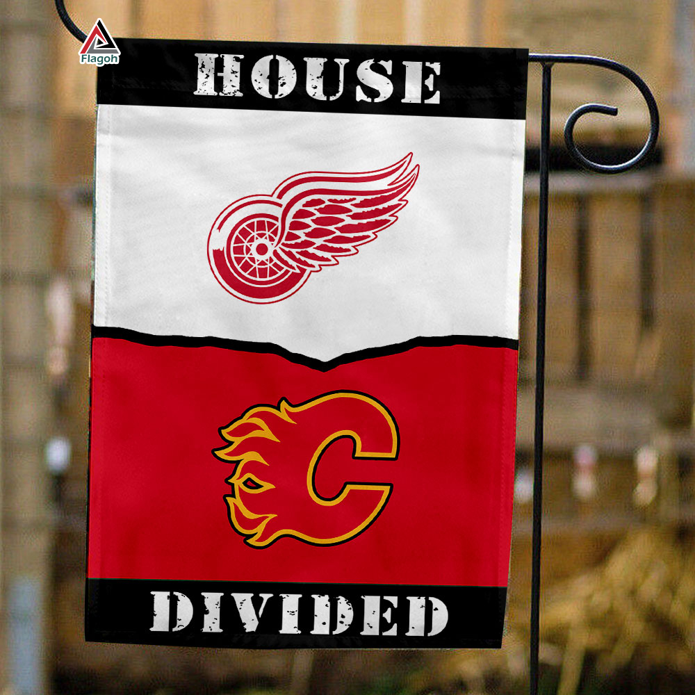 Red Wings vs Flames House Divided Flag, NHL House Divided Flag