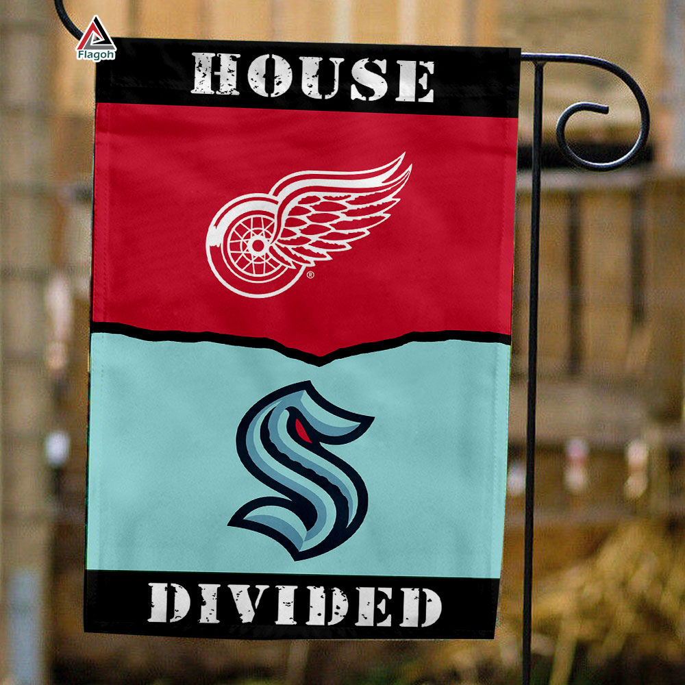 Red Wings vs Kraken House Divided Flag, NHL House Divided Flag