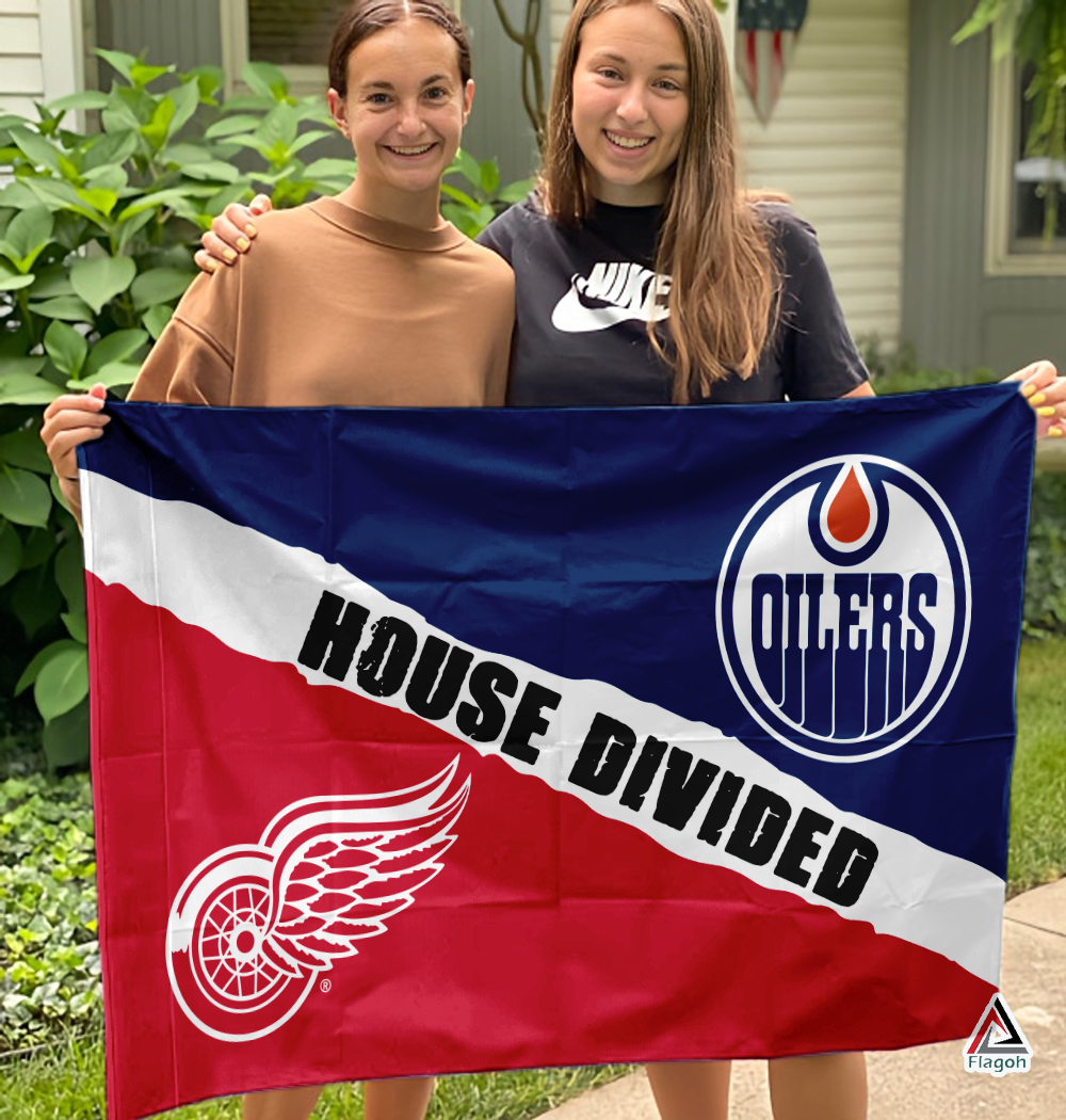 Red Wings vs Oilers House Divided Flag, NHL House Divided Flag - Image 3