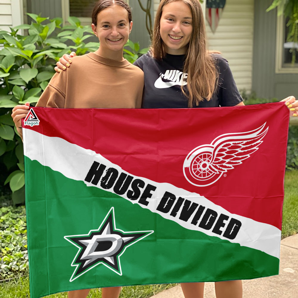 Red Wings vs Stars House Divided Flag, NHL House Divided Flag - Image 3