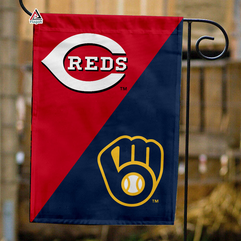 Reds vs Brewers House Divided Flag, MLB House Divided Flag