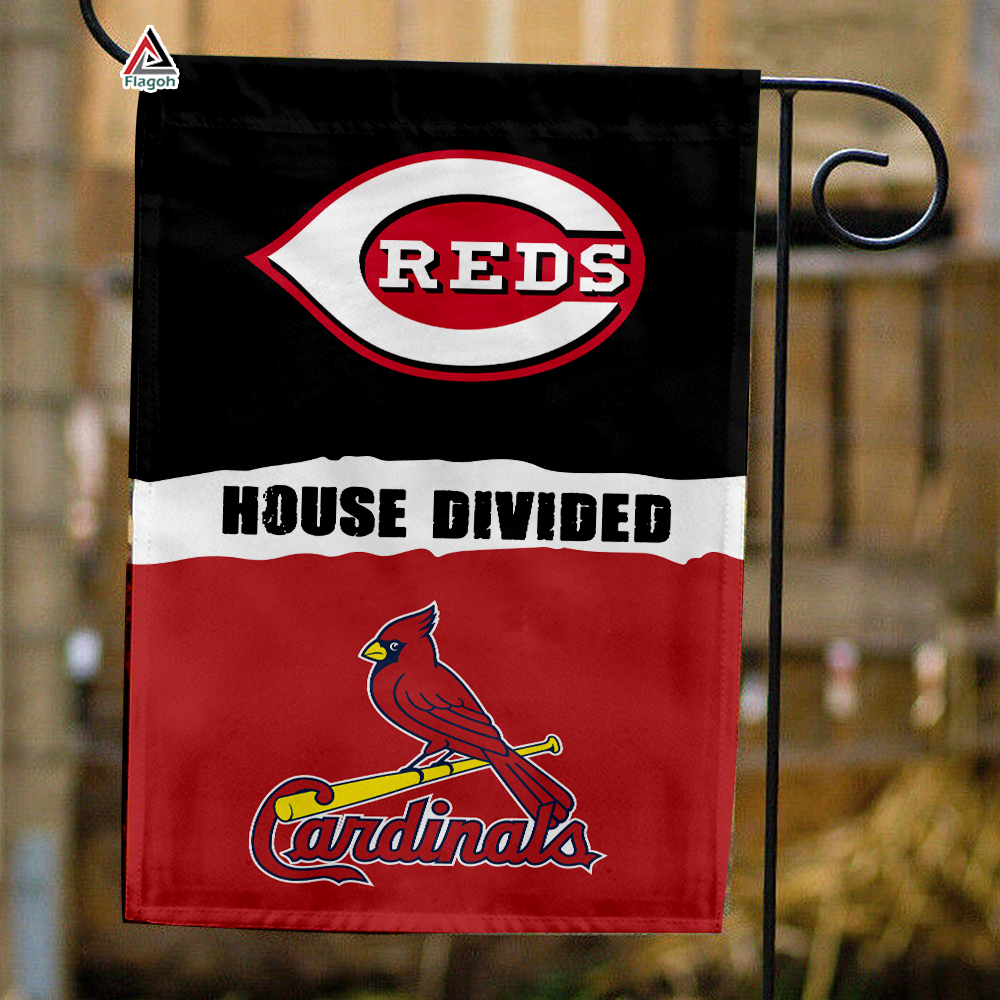Reds vs Cardinals House Divided Flag, MLB House Divided Flag