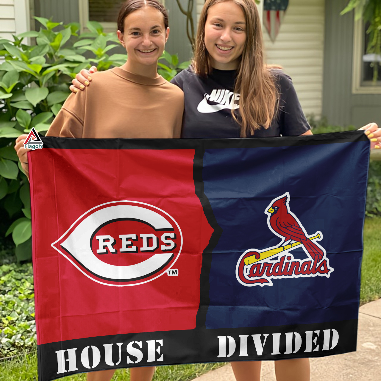 Reds vs Cardinals House Divided Flag, MLB House Divided Flag - Image 3