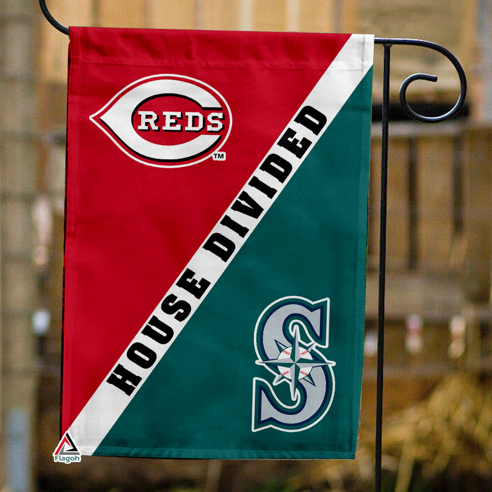 Reds vs Mariners House Divided Flag, MLB House Divided Flag