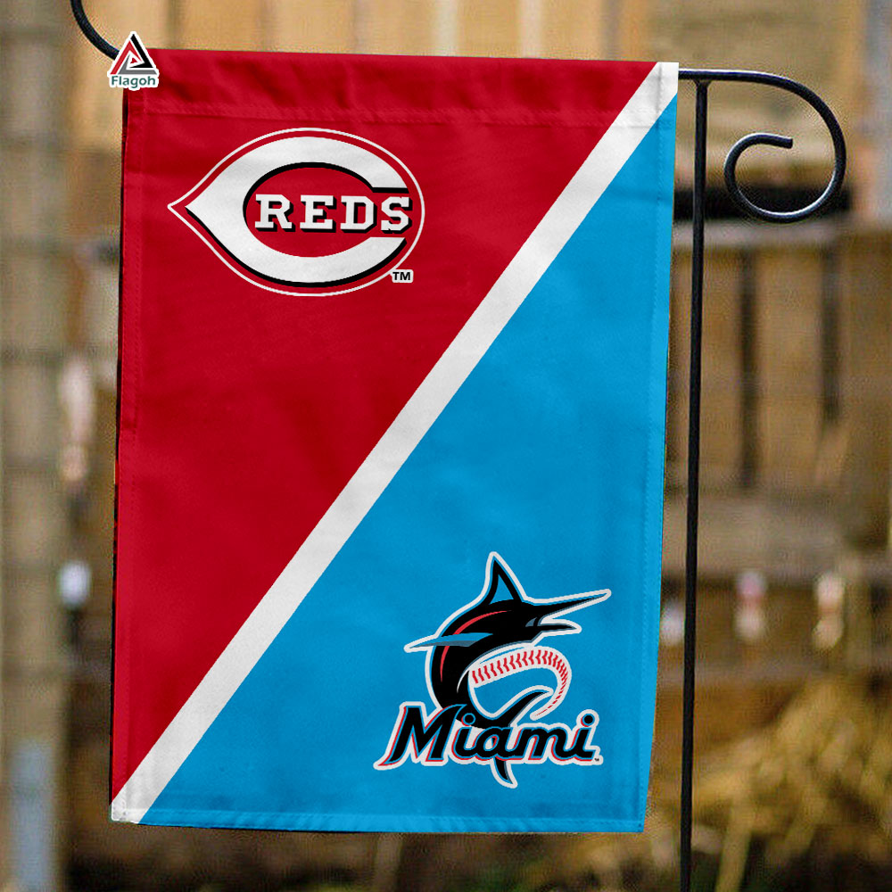 Reds vs Marlins House Divided Flag, MLB House Divided Flag