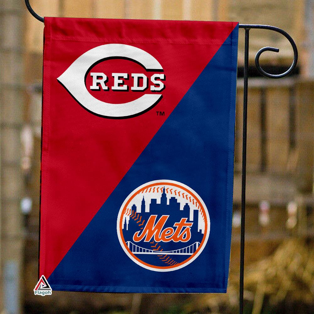 Reds vs Mets House Divided Flag, MLB House Divided Flag