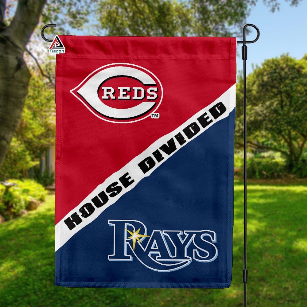 Reds vs Rays House Divided Flag, MLB House Divided Flag