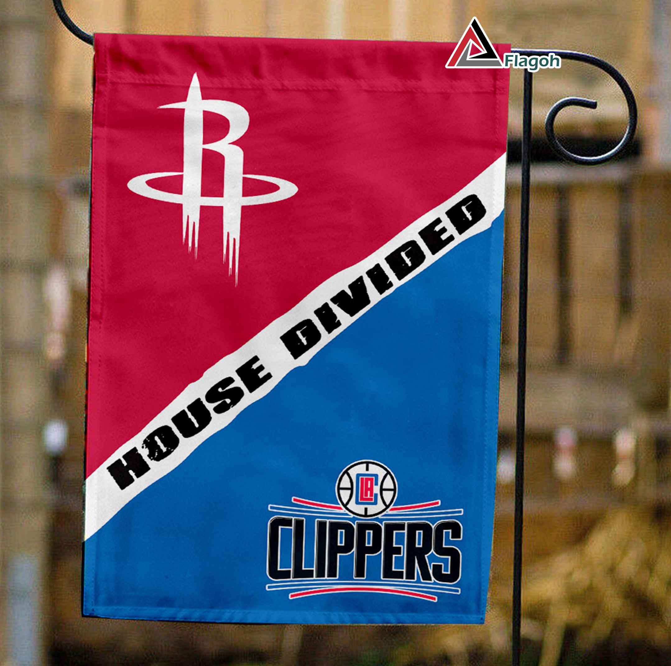 Rockets vs Clippers House Divided Flag, NBA House Divided Flag