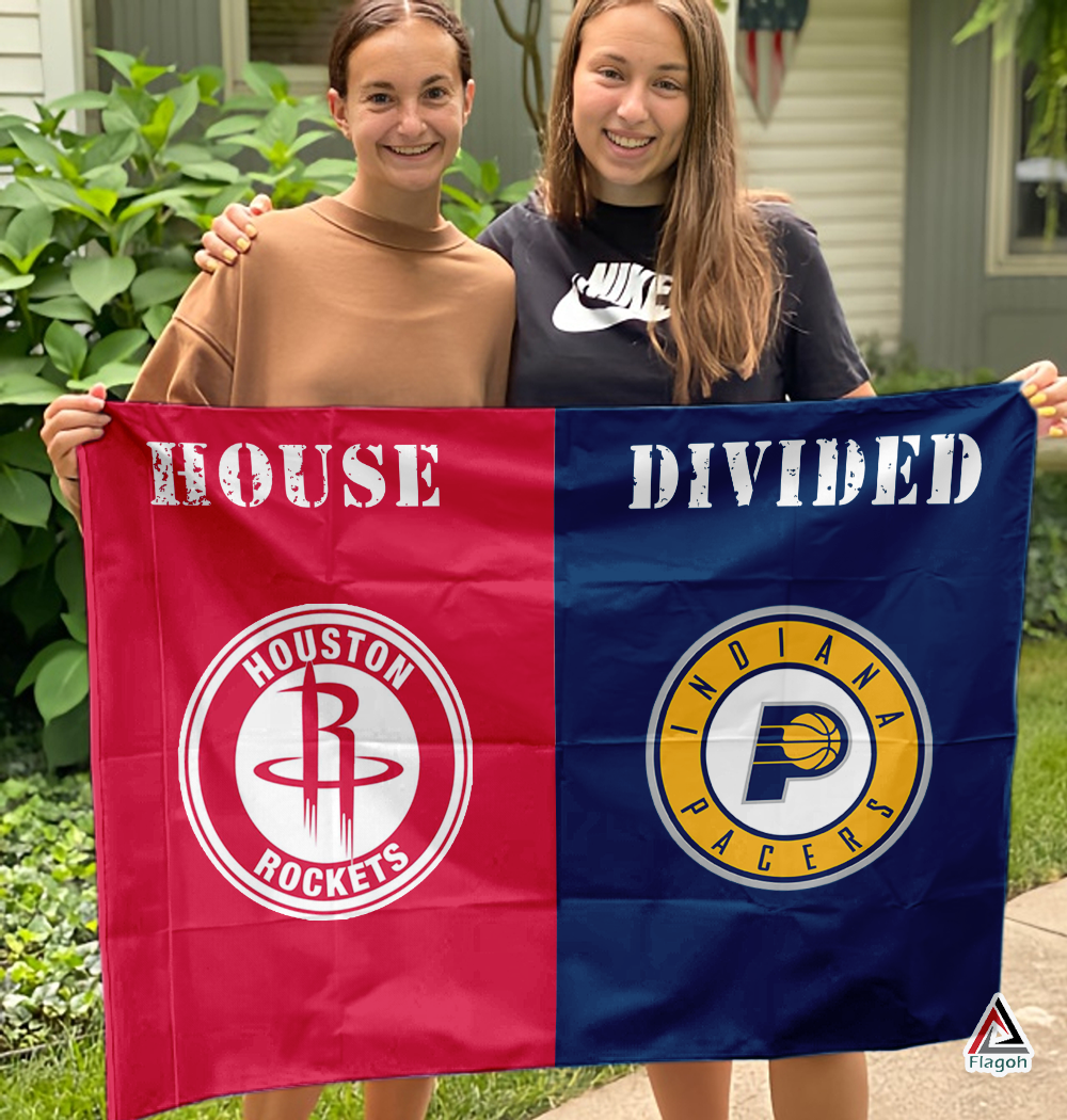 Rockets vs Pacers House Divided Flag, NBA House Divided Flag - Image 3