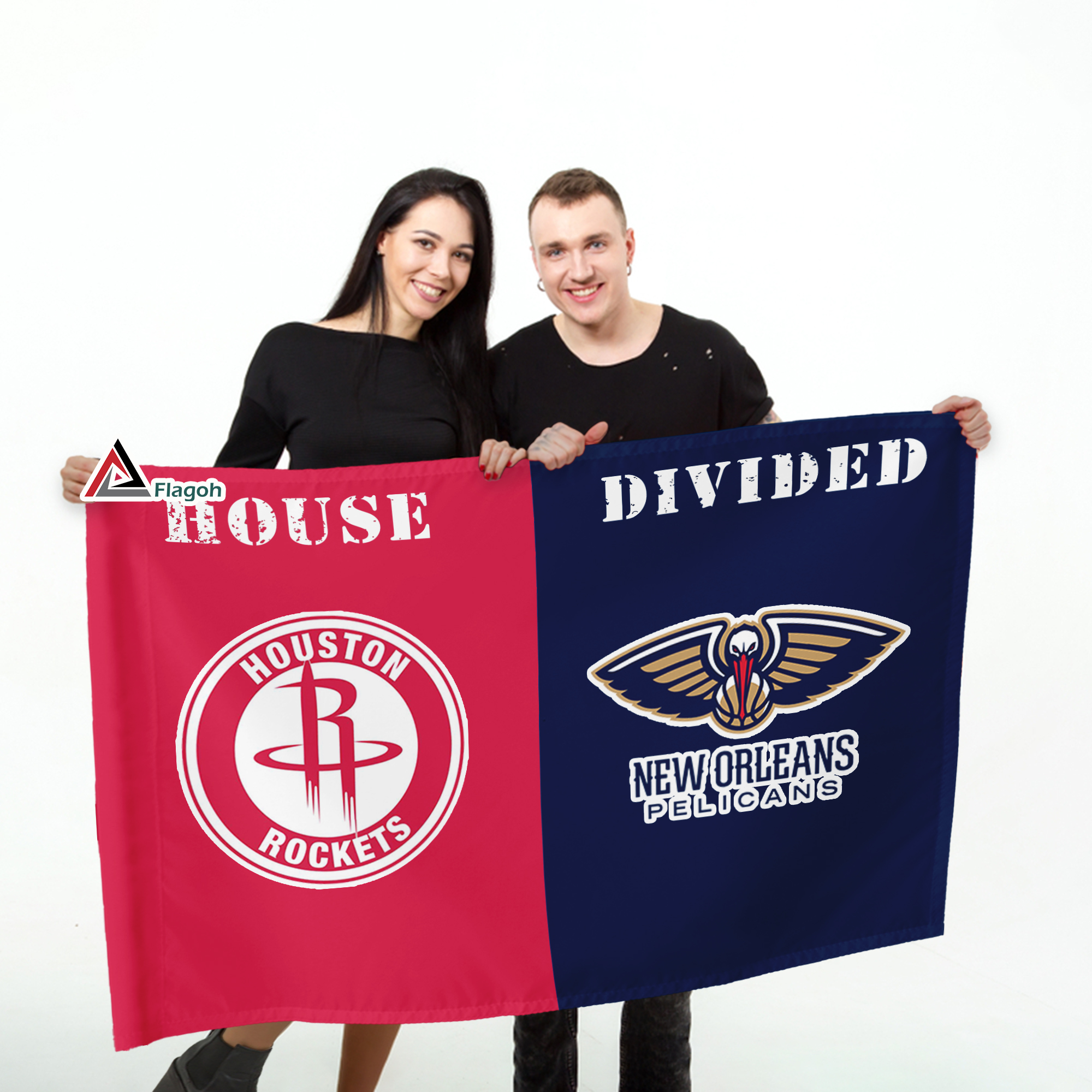 Rockets vs Pelicans House Divided Flag, NBA House Divided Flag - Image 4