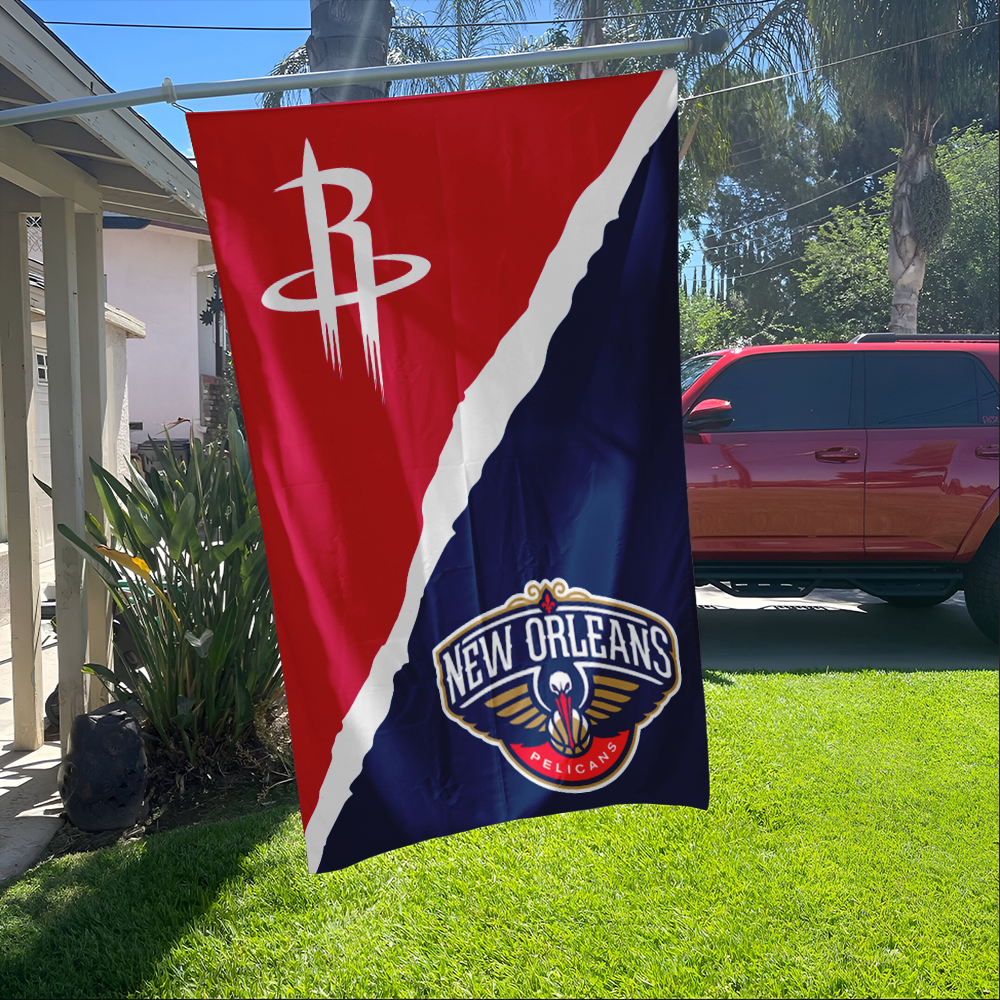Rockets vs Pelicans House Divided Flag, NBA House Divided Flag - Image 3