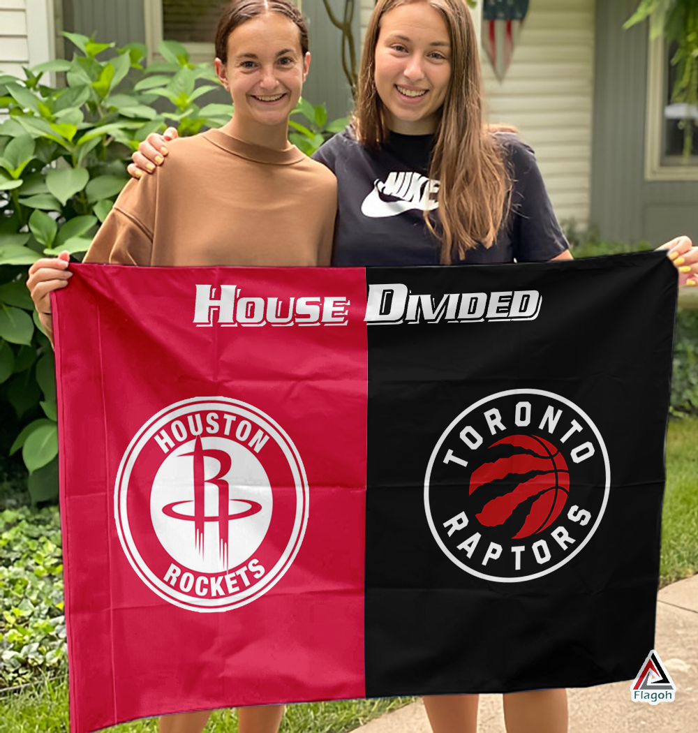 Rockets vs Raptors House Divided Flag, NBA House Divided Flag - Image 3