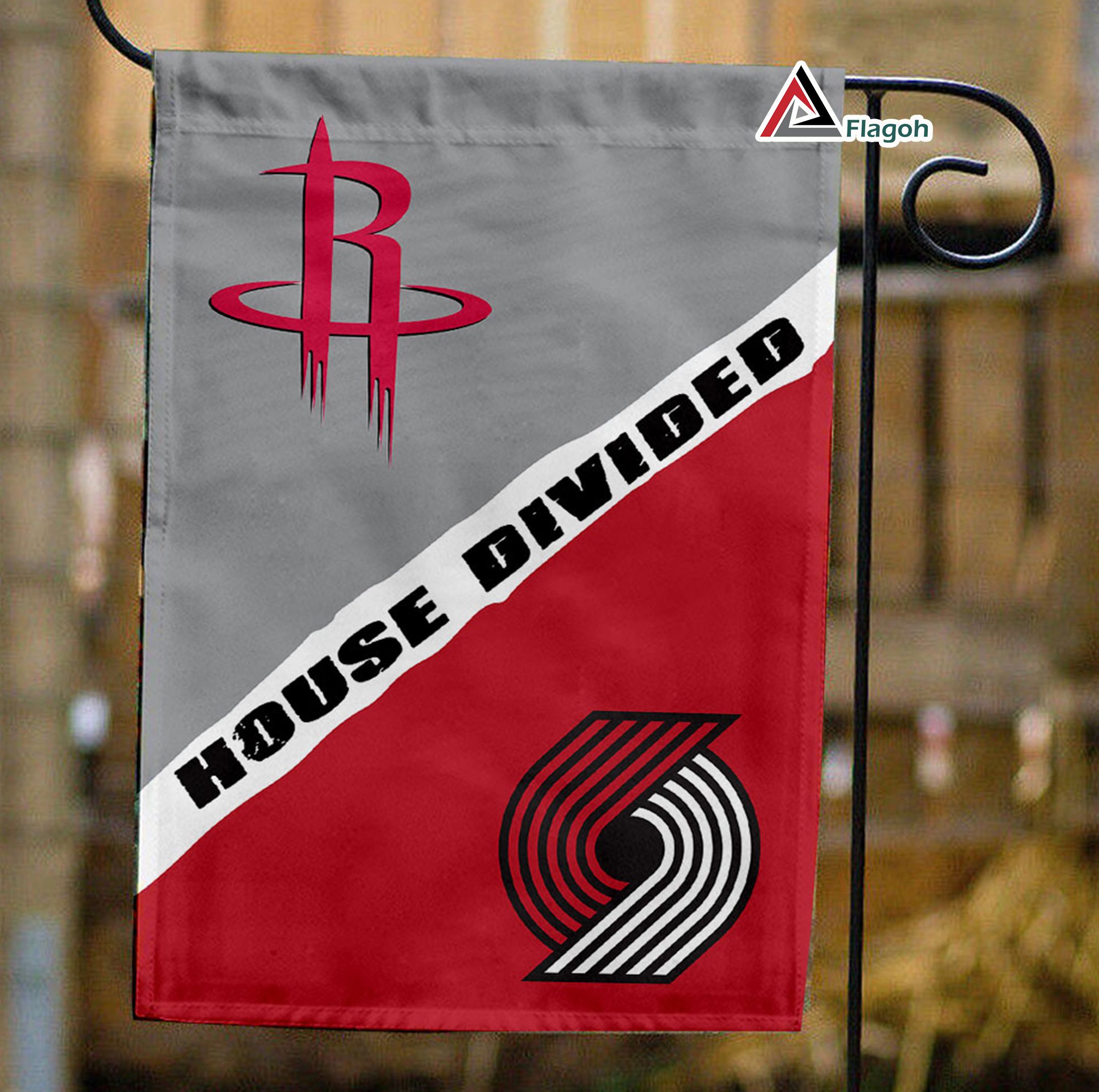 Rockets vs Trail Blazers House Divided Flag, NBA House Divided Flag