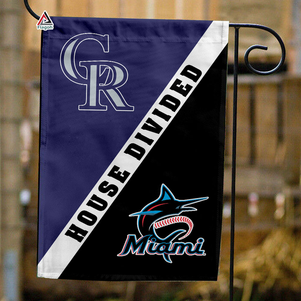Rockies vs Marlins House Divided Flag, MLB House Divided Flag