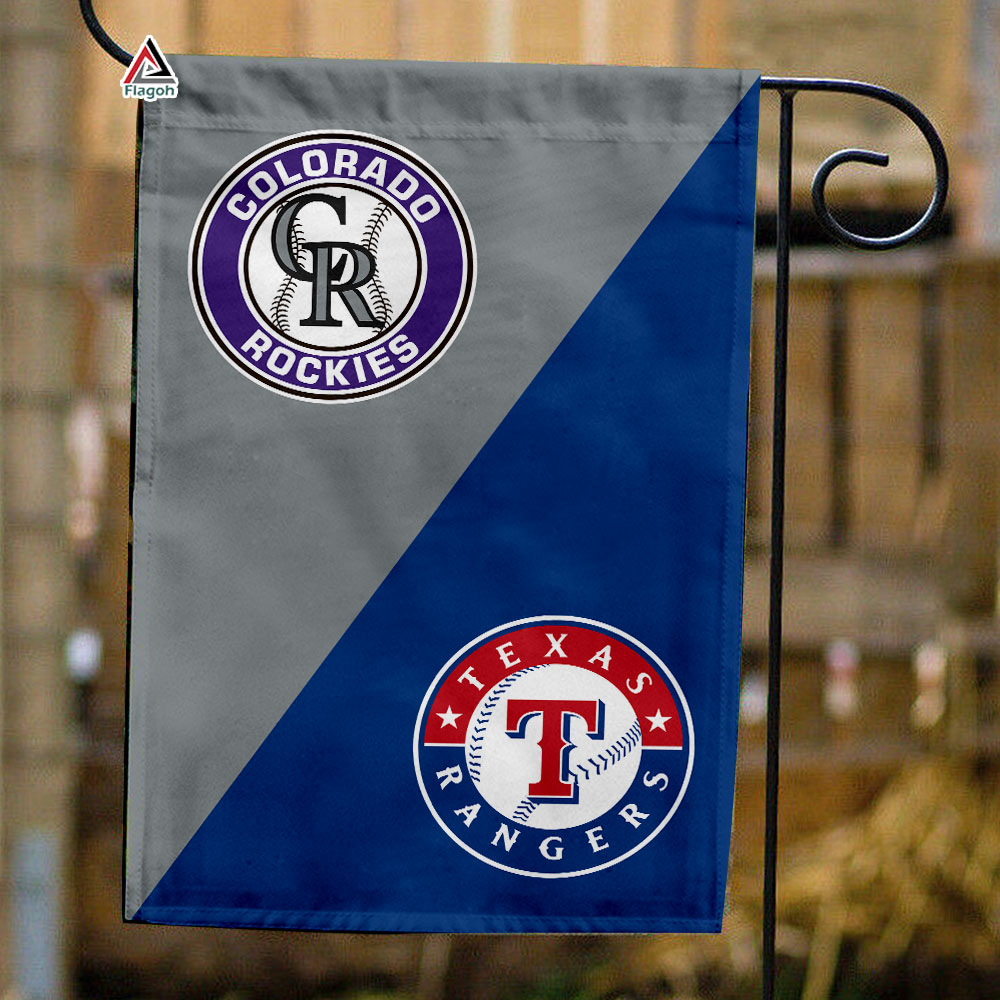Rockies vs Rangers House Divided Flag, MLB House Divided Flag