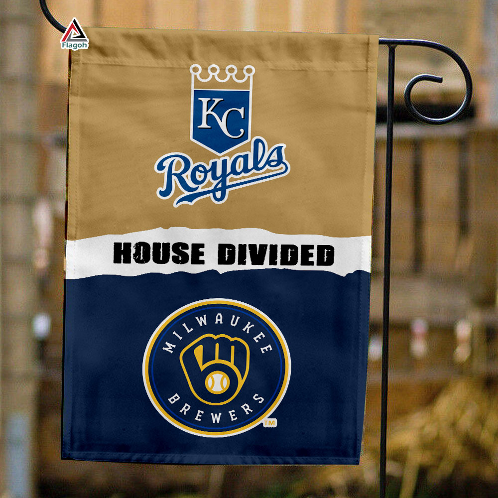 Royals vs Brewers House Divided Flag, MLB House Divided Flag