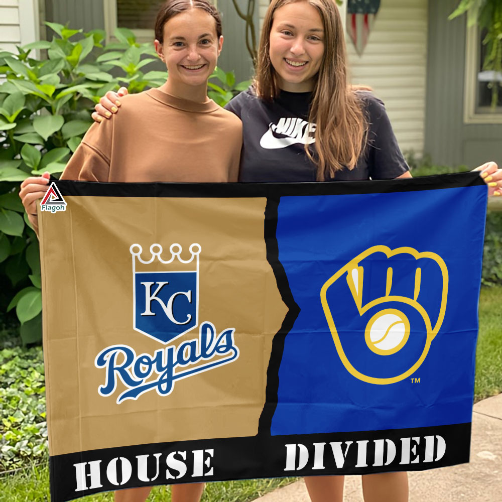 Royals vs Brewers House Divided Flag, MLB House Divided Flag - Image 3