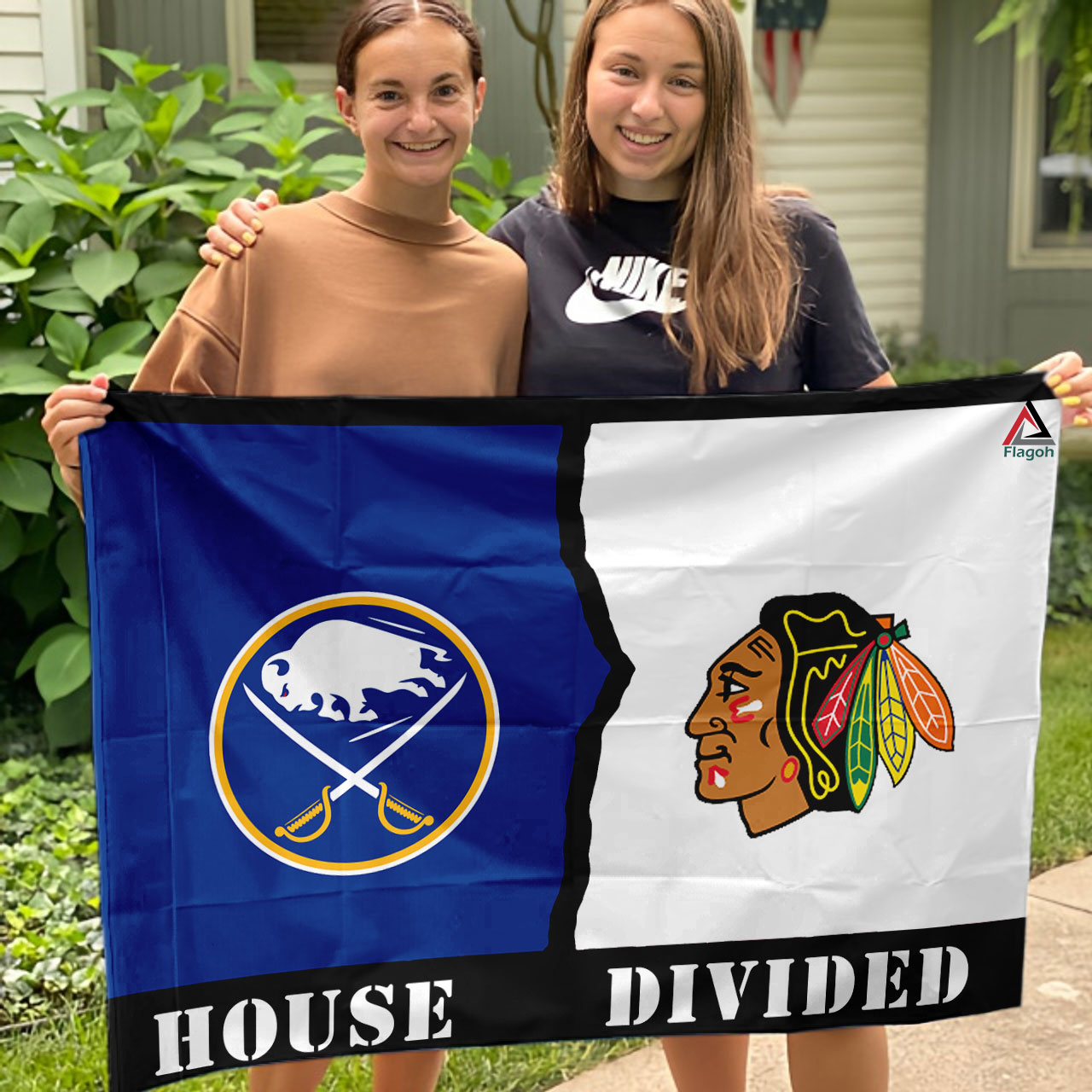 Sabres vs Blackhawks House Divided Flag, NHL House Divided Flag - Image 3