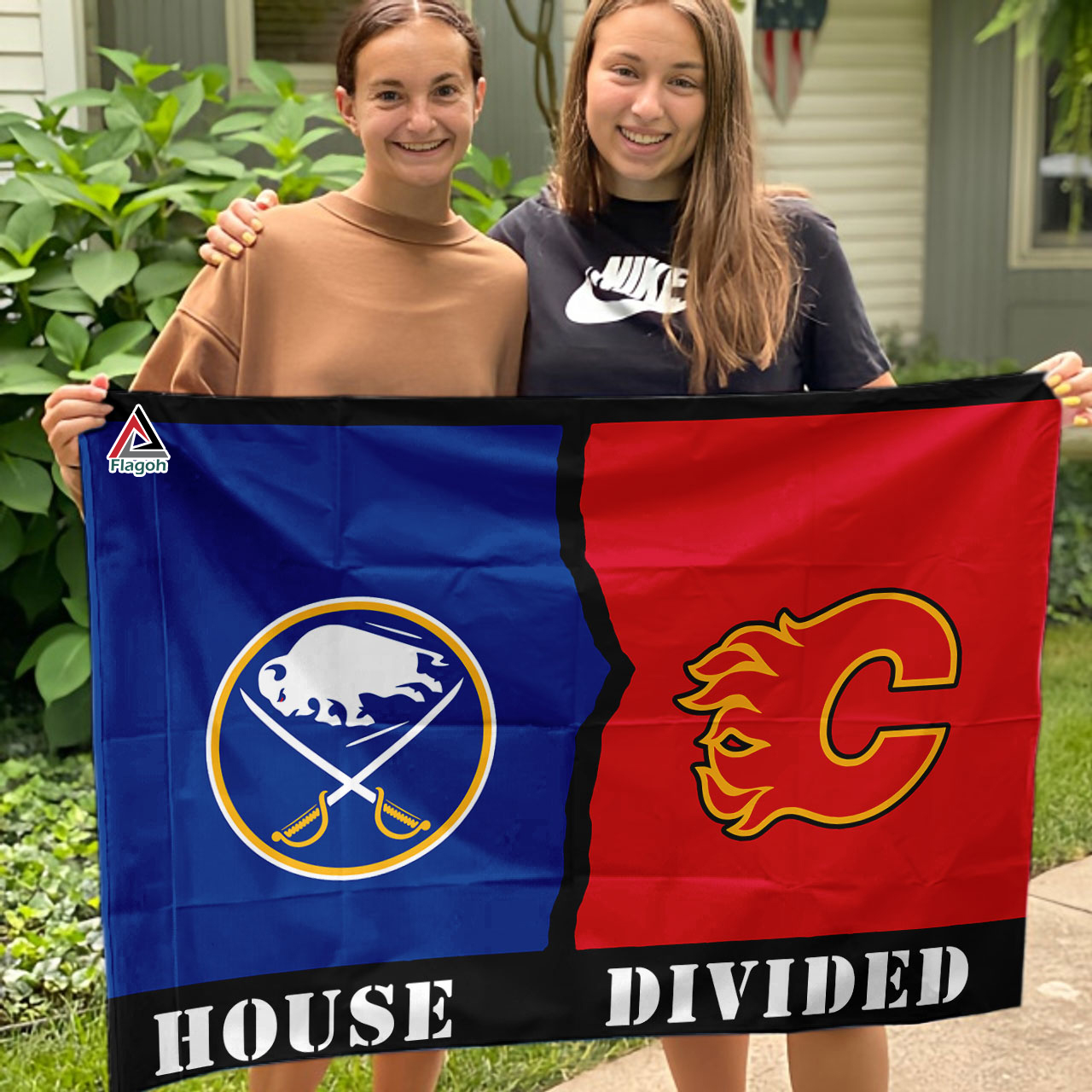 Sabres vs Flames House Divided Flag, NHL House Divided Flag - Image 3