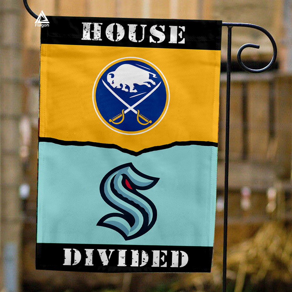 Sabres vs Kraken House Divided Flag, NHL House Divided Flag