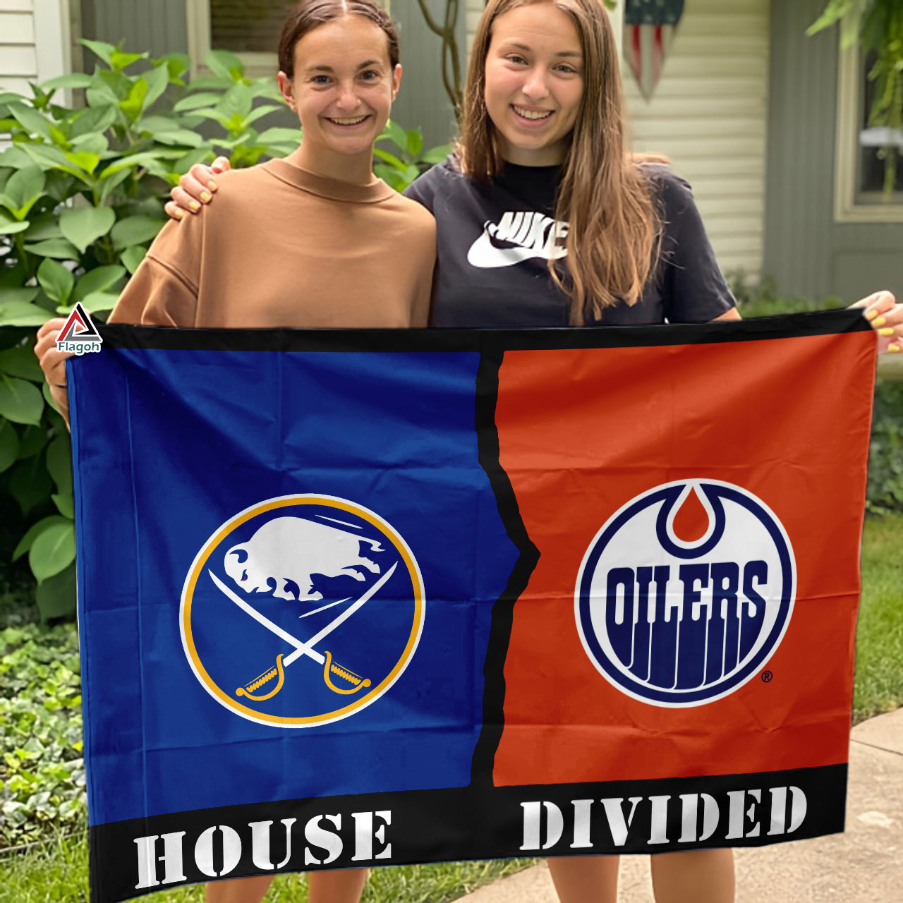 Sabres vs Oilers House Divided Flag, NHL House Divided Flag - Image 3