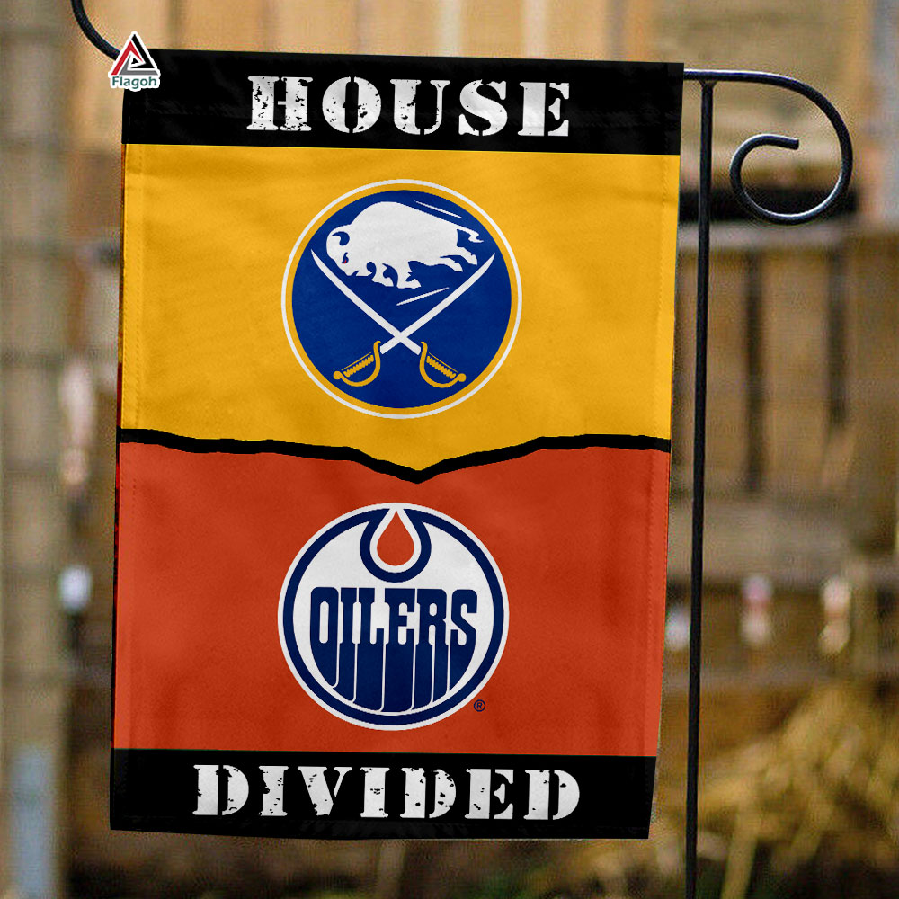 Sabres vs Oilers House Divided Flag, NHL House Divided Flag