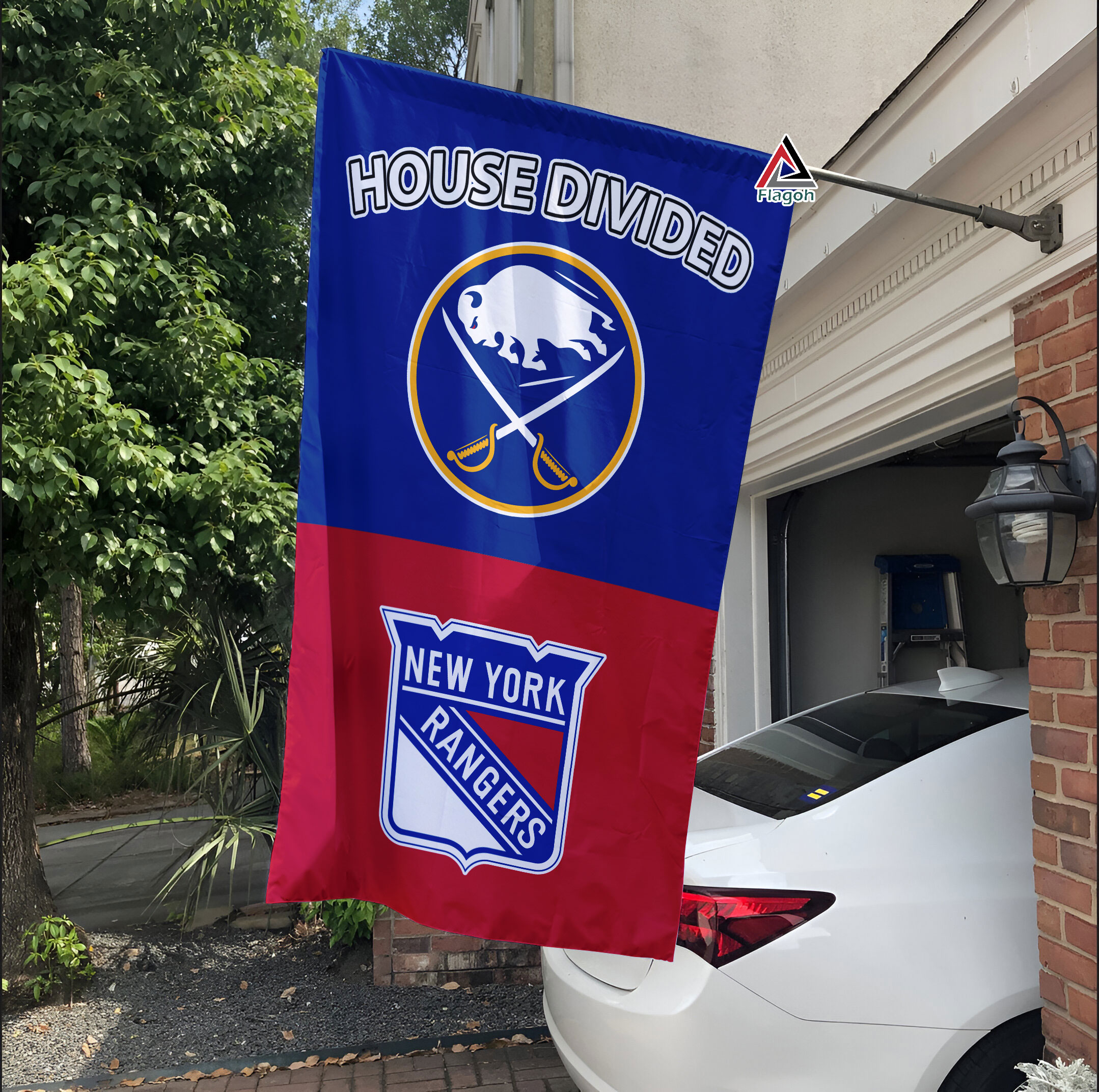 Sabres vs Rangers House Divided Flag, NHL House Divided Flag - Image 3