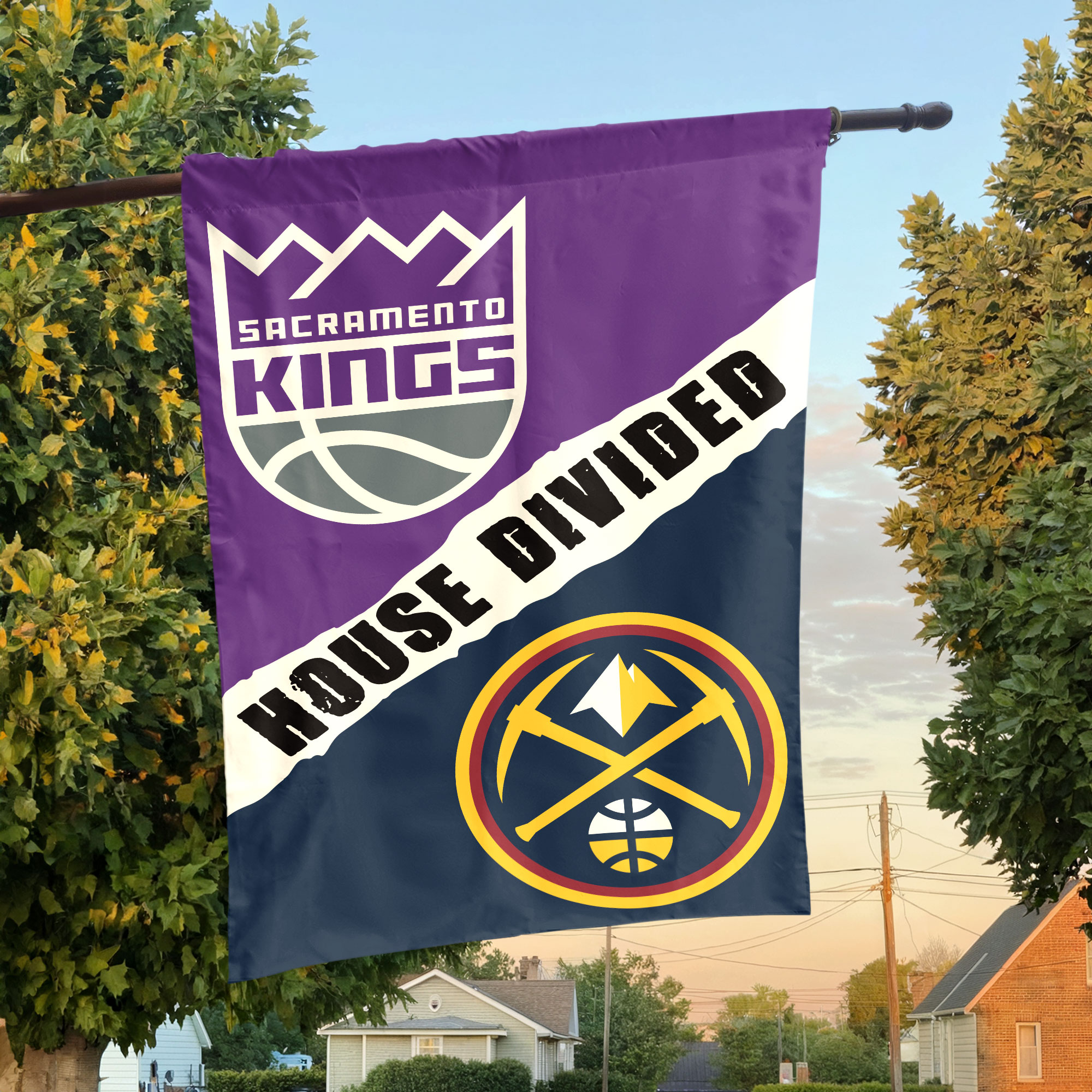 Sacramento vs Denver House Divided Flag, NBA House Divided Flag