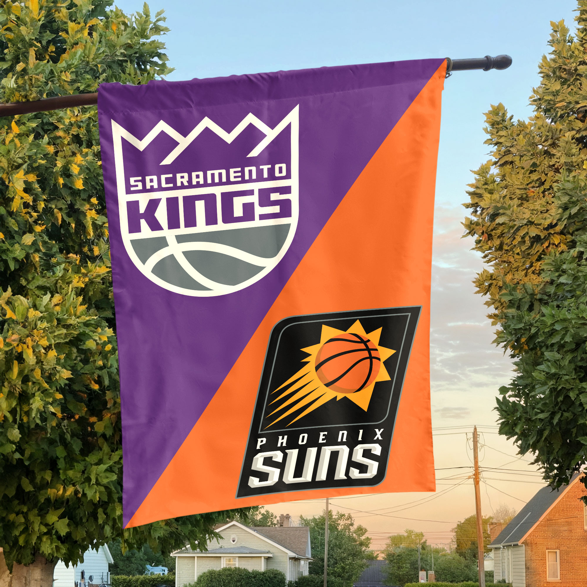Sacramento vs Phoenix House Divided Flag, NBA House Divided Flag