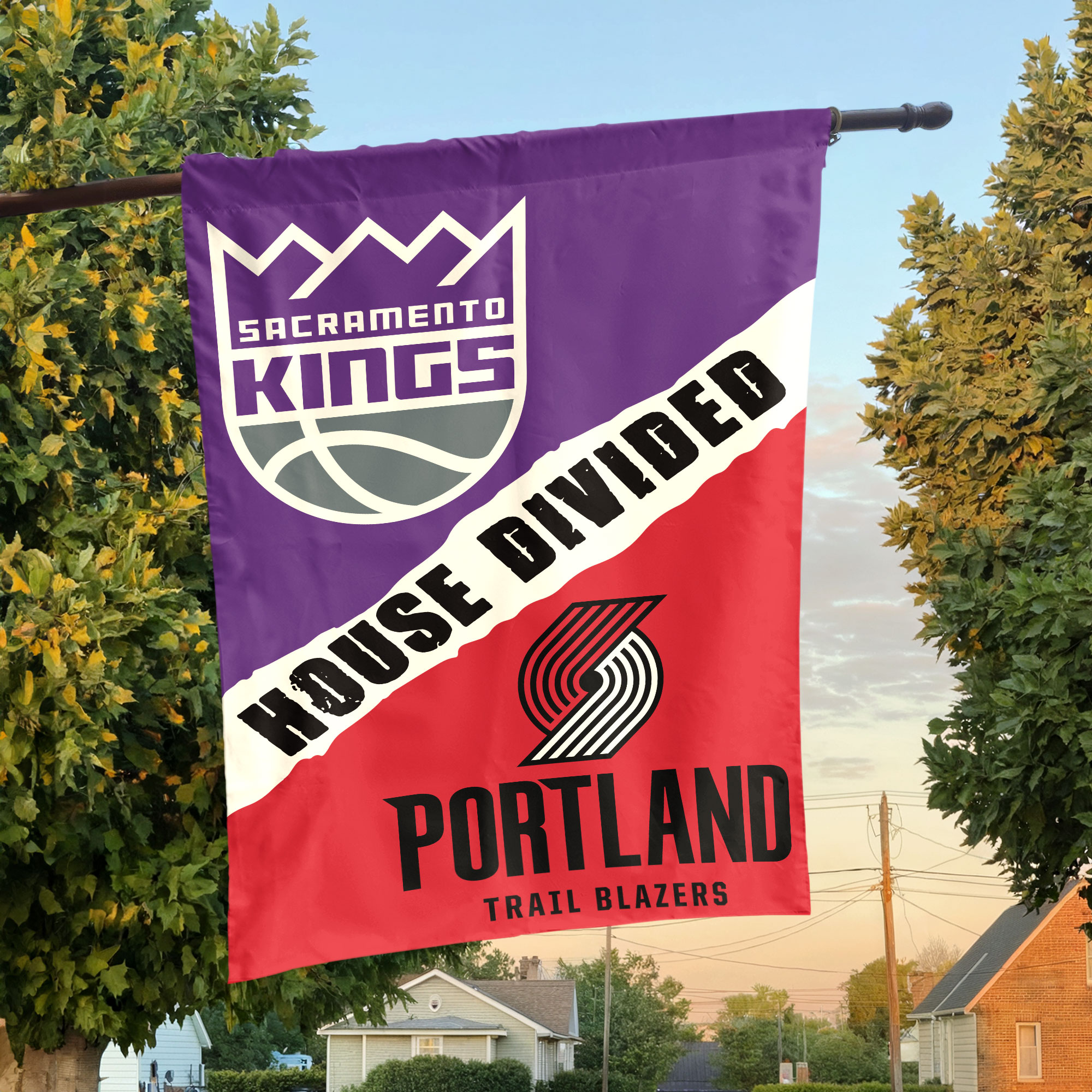Sacramento vs Portland House Divided Flag, NBA House Divided Flag