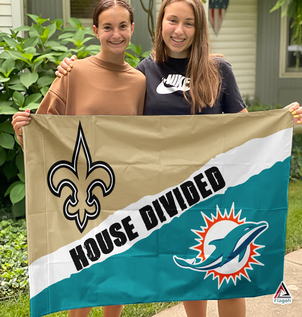 Saints vs Dolphins House Divided Flag, NFL House Divided Flag - Image 3