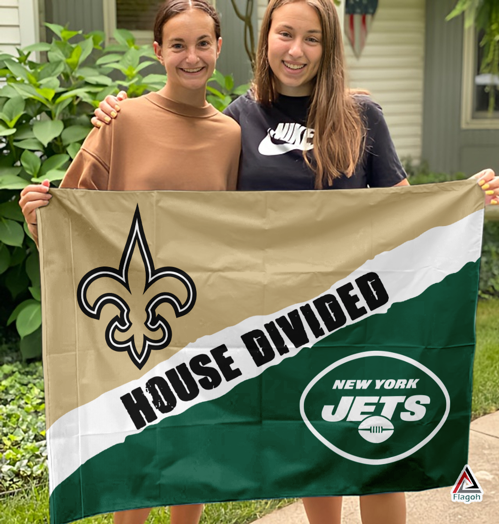 Saints vs Jets House Divided Flag, NFL House Divided Flag - Image 3