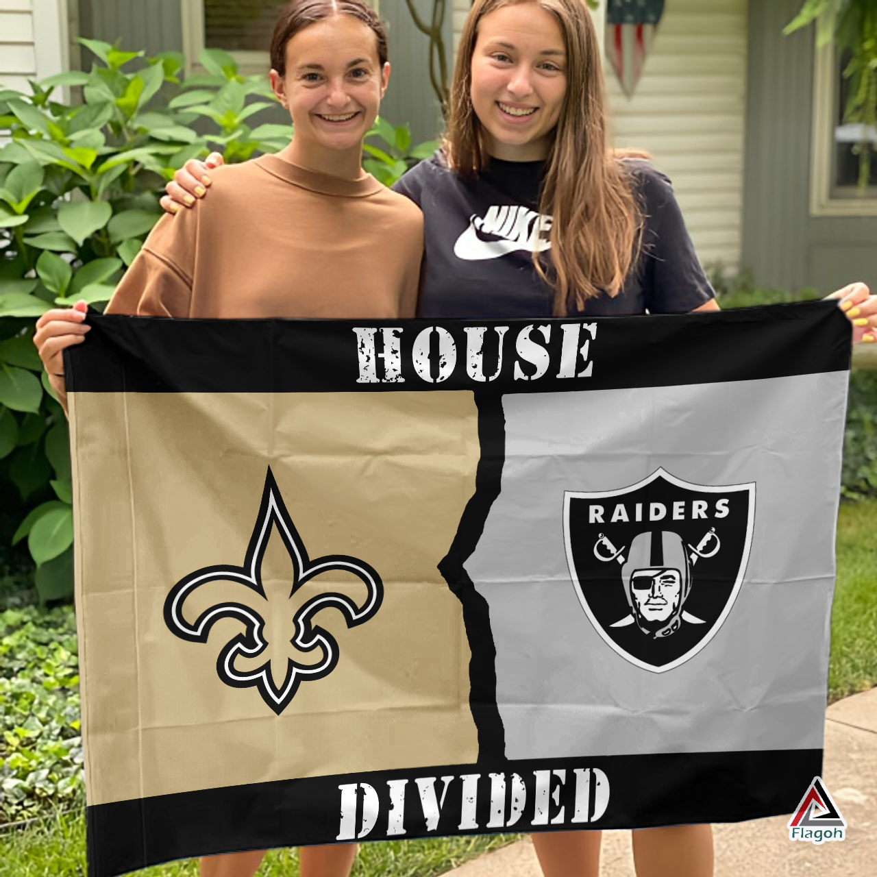 Saints vs Raiders House Divided Flag, NFL House Divided Flag - Image 3
