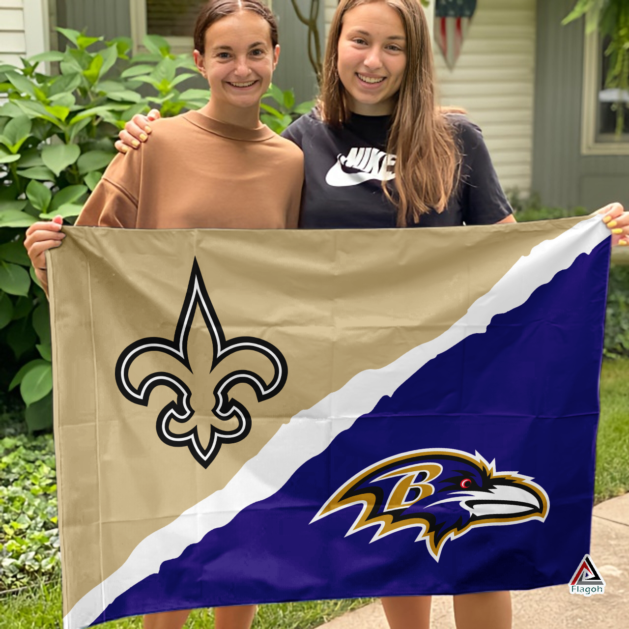 Saints vs Ravens House Divided Flag, NFL House Divided Flag - Image 3