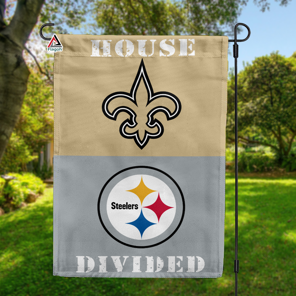 Saints vs Steelers House Divided Flag, NFL House Divided Flag