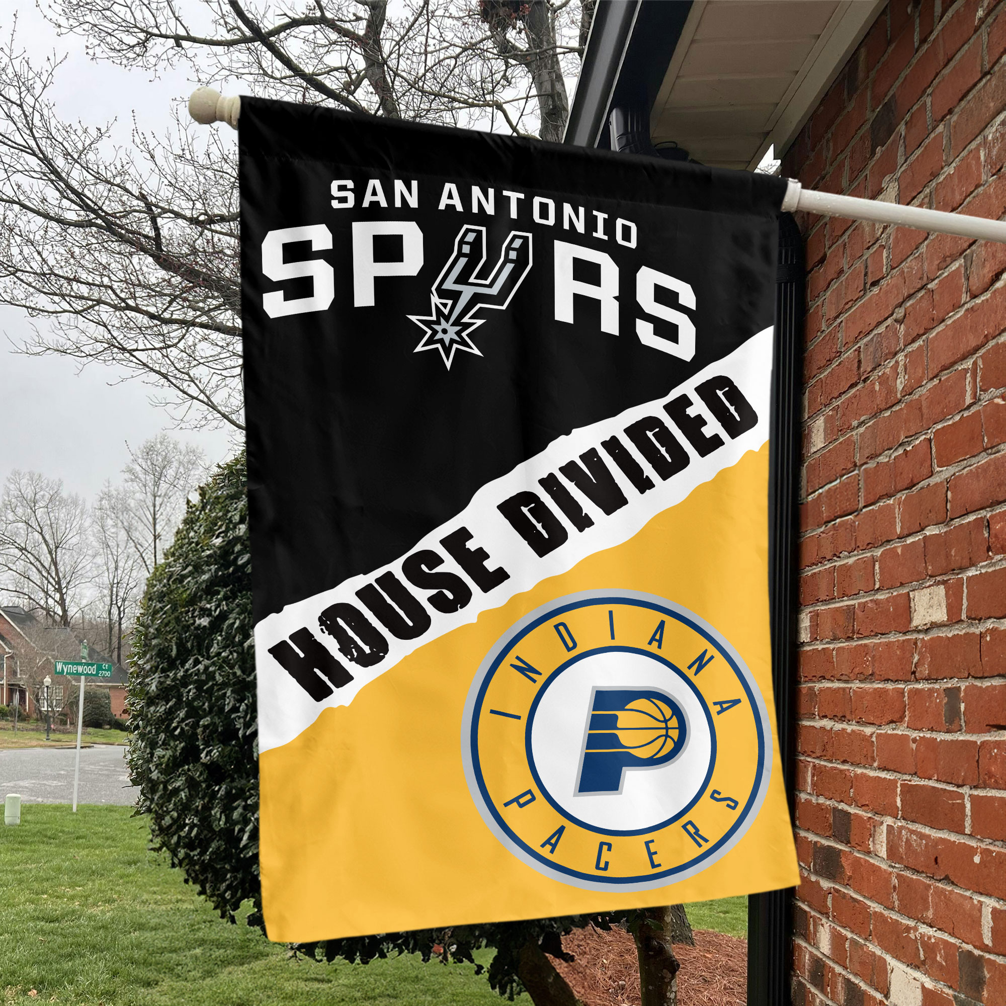 San Antonio vs Indiana House Divided Flag, NBA House Divided Flag